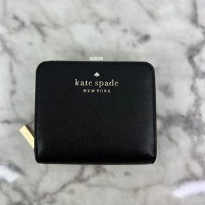 kate spade New York Black Saffiano Leather Zip Wallet